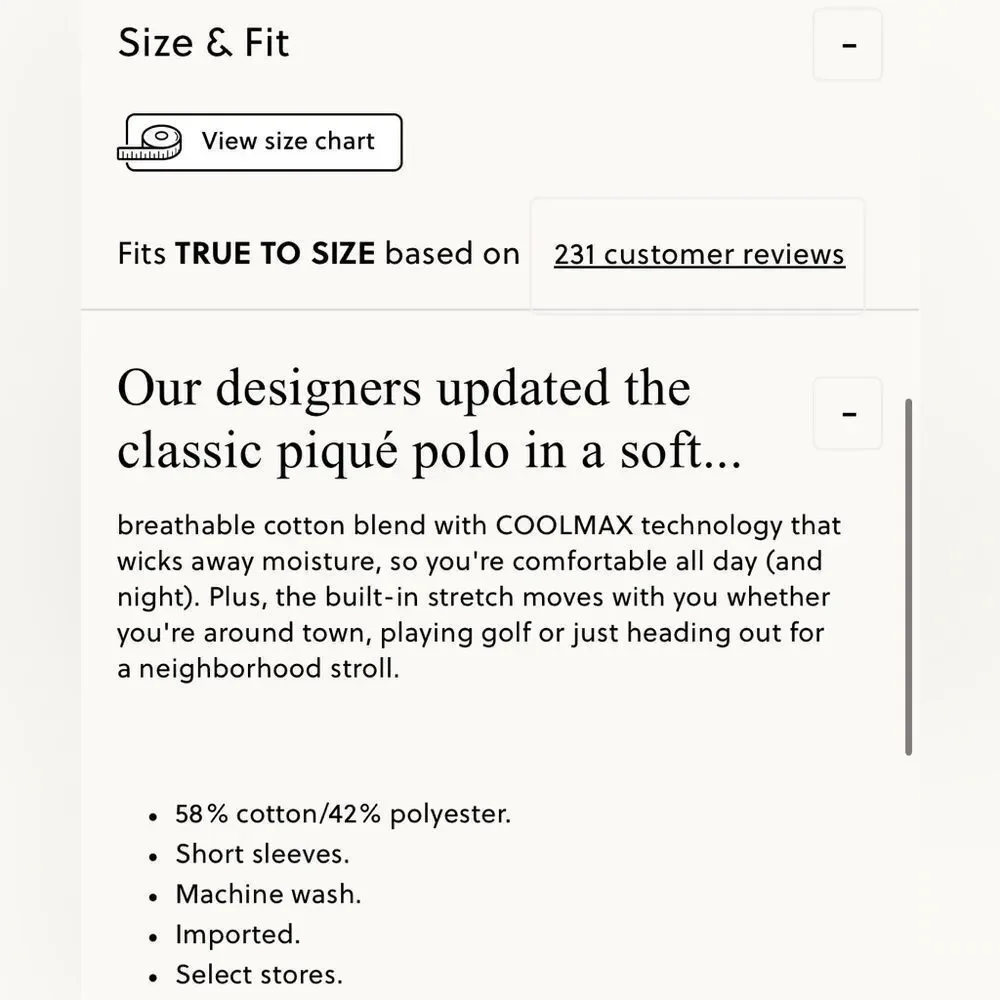 J. Crew performance polo shirt with COOLMAX technology. Size L.
